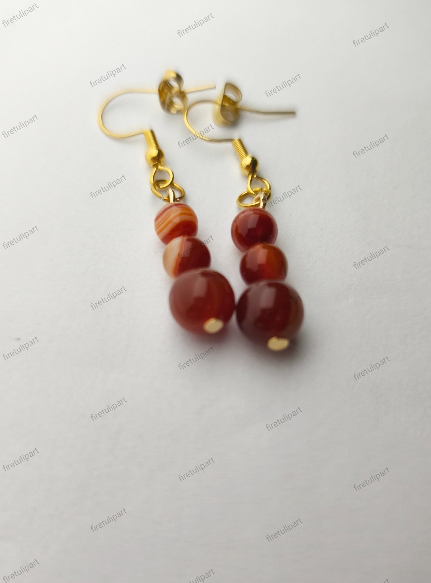 karneol ásvány fülbevaló, arany, nemesacél